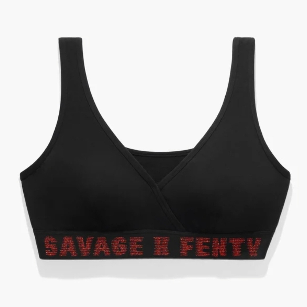 Savage X Fenty Forever Savage Bralette Black and Red Sports Bra 1X